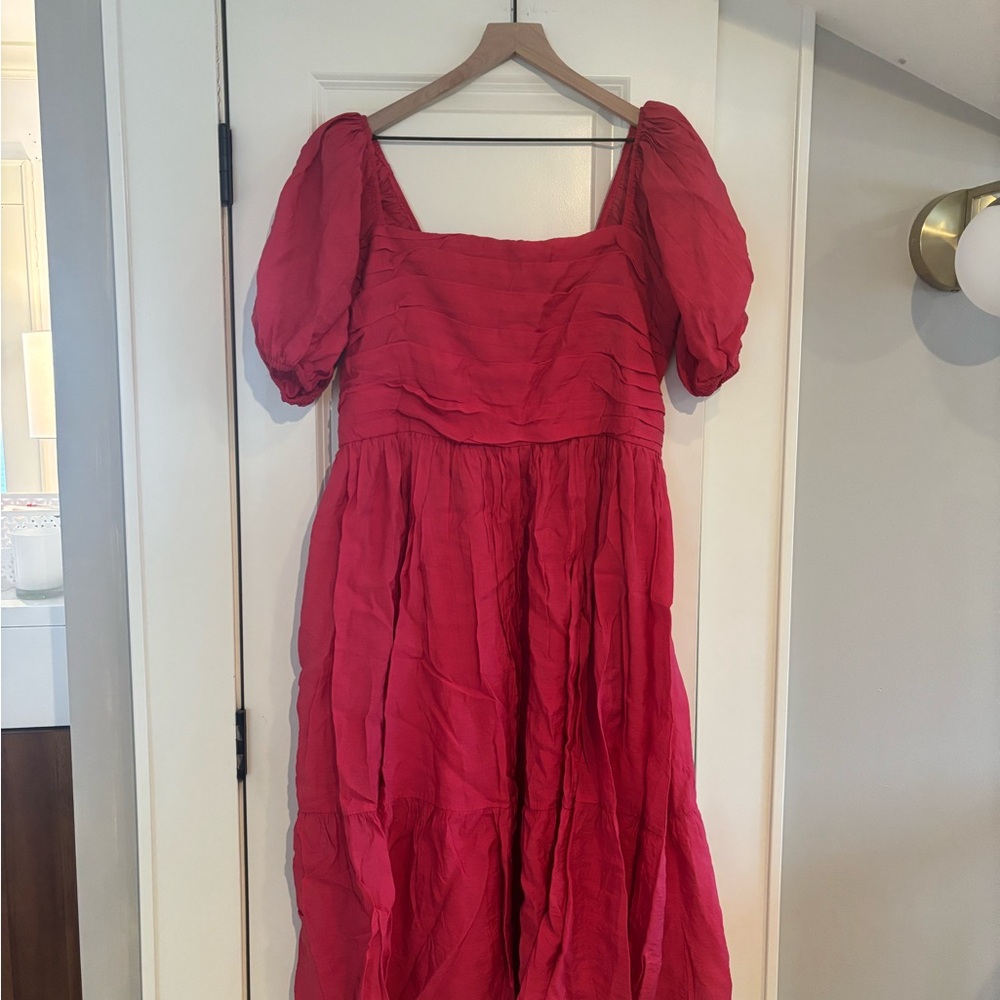 Abercrombie & Fitch Emerson puff sleeve midi dress.